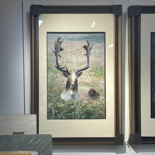 纯手工刺绣苏绣成品麋鹿装饰挂画