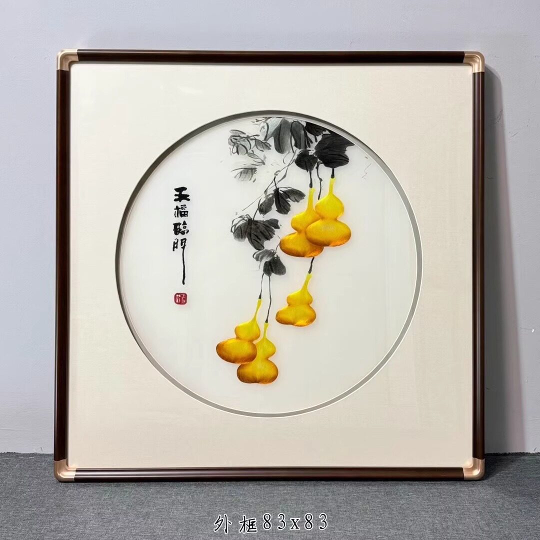 古吴女红苏绣圆框刺绣画