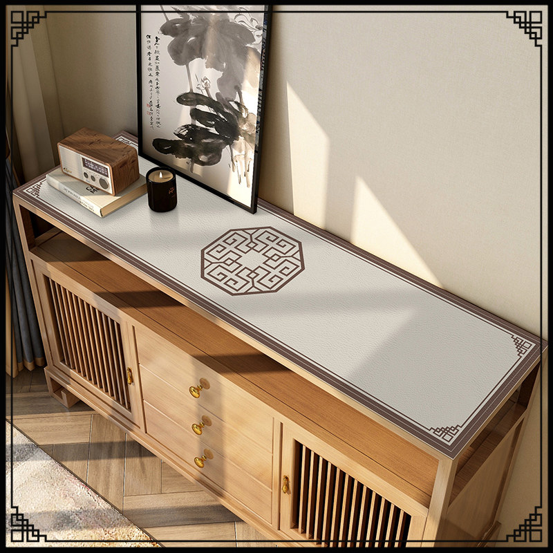 新中式餐柜桌垫玄关鞋柜垫子茶几垫酒柜台面pu桌布电视柜保护垫