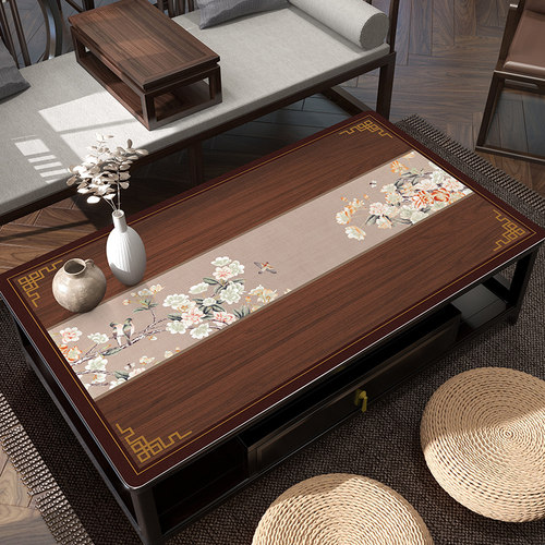 新中式木纹茶几垫免洗防油防水
