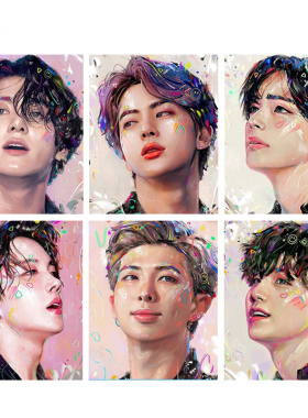数字油画防弹少年bts韩国明星