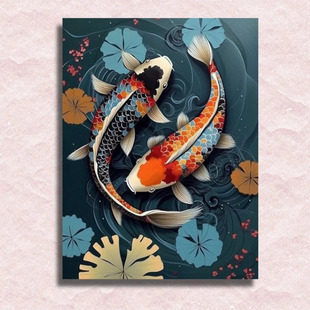 锦鲤和鸣数字油画diy填色手绘成人高级装饰画打发时间减压神器