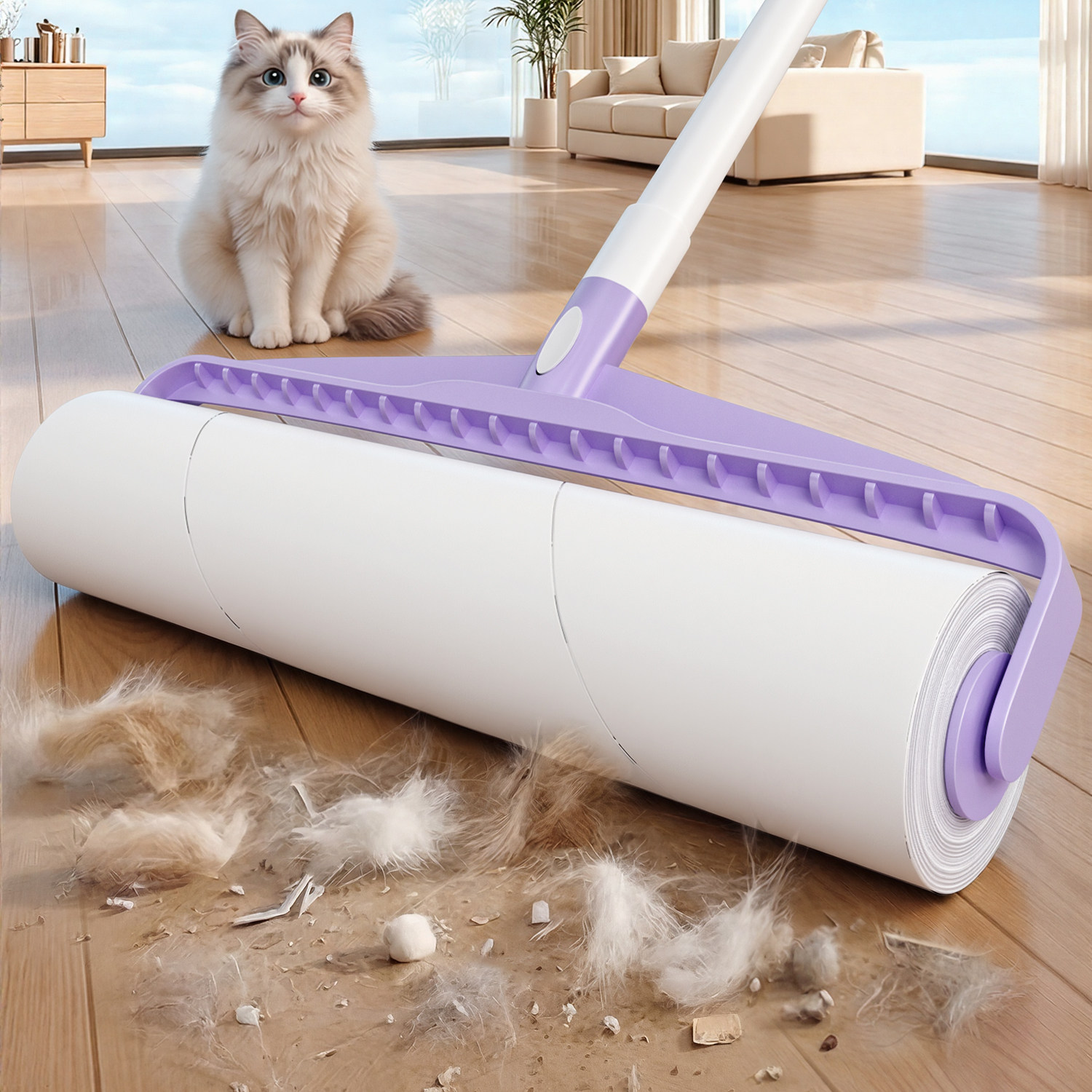 养猫专用粘毛器强力去除猫毛神器粘床滚刷长杆粘衣服吸毛器毛刷子