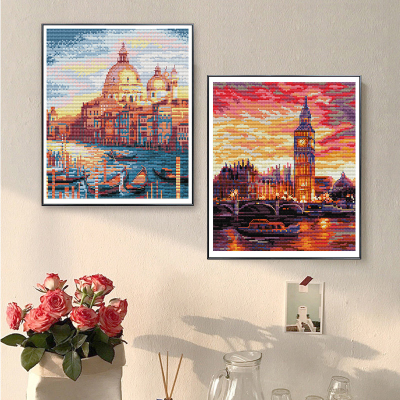 城市地标系列风景十字绣2025年北欧新款线绣客厅多联手工刺绣挂画,居家布艺,十字绣套件,淘宝优惠券,粉丝福利购,淘宝优惠卷