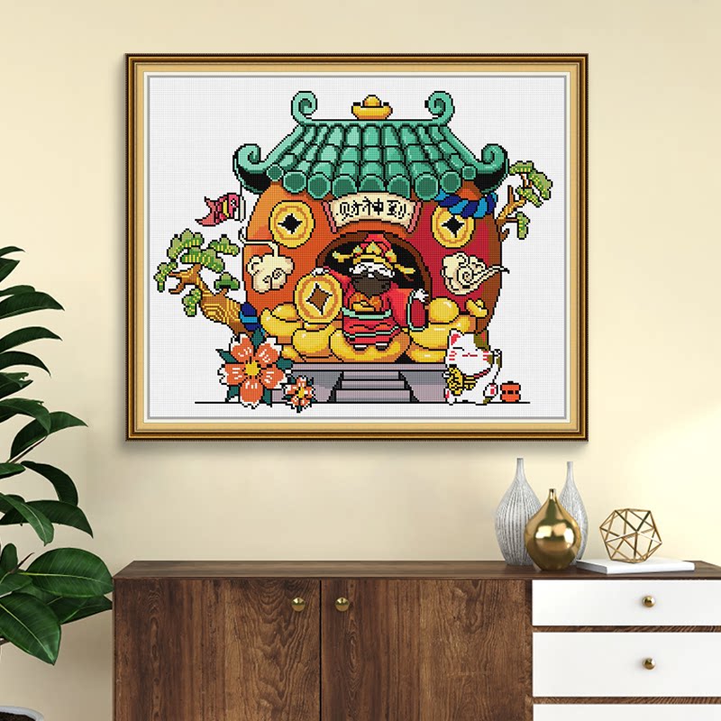 钻石画十字绣财神到五福临门八方来财2026新款喜庆小件客厅点钻绣
