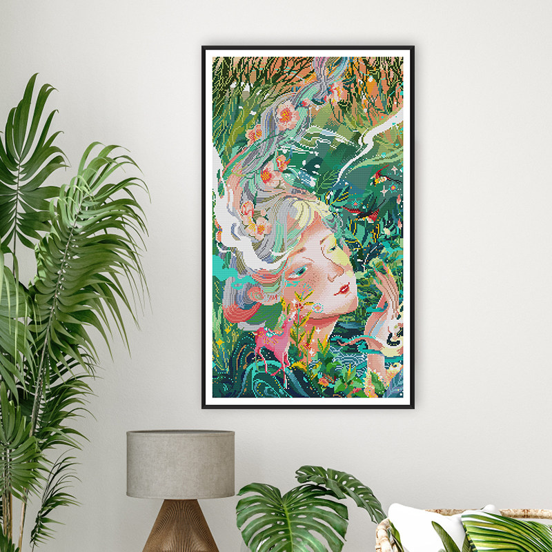 花仙子十字绣2026年新款线绣客厅玄关清新梦幻人物系列手工绣挂画