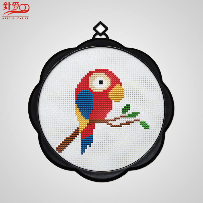针爱99十字绣小鹦鹉相框简单绣