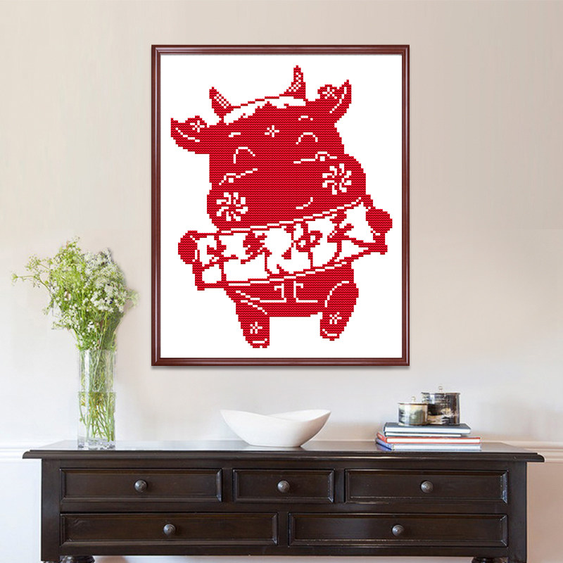 牛气冲天十字绣牛图案2021新款生肖牛年吉祥动物印花手工线绣简单