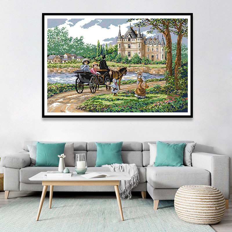 针爱99十字绣欧式田园风格2026新款线绣刺绣风景绣客厅自己绣手工