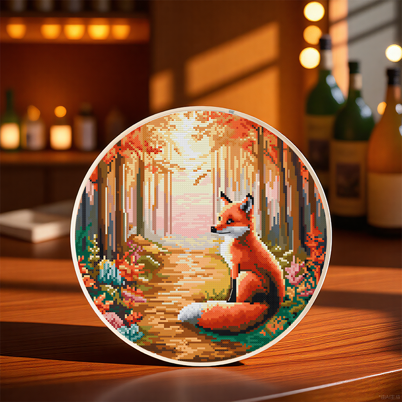 针爱99红狐狸十字绣线绣手工刺绣