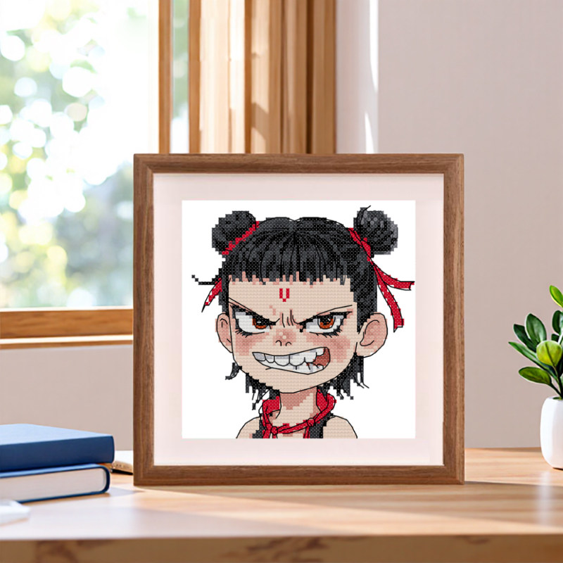 针爱99十字绣哪吒印花手工绣带框