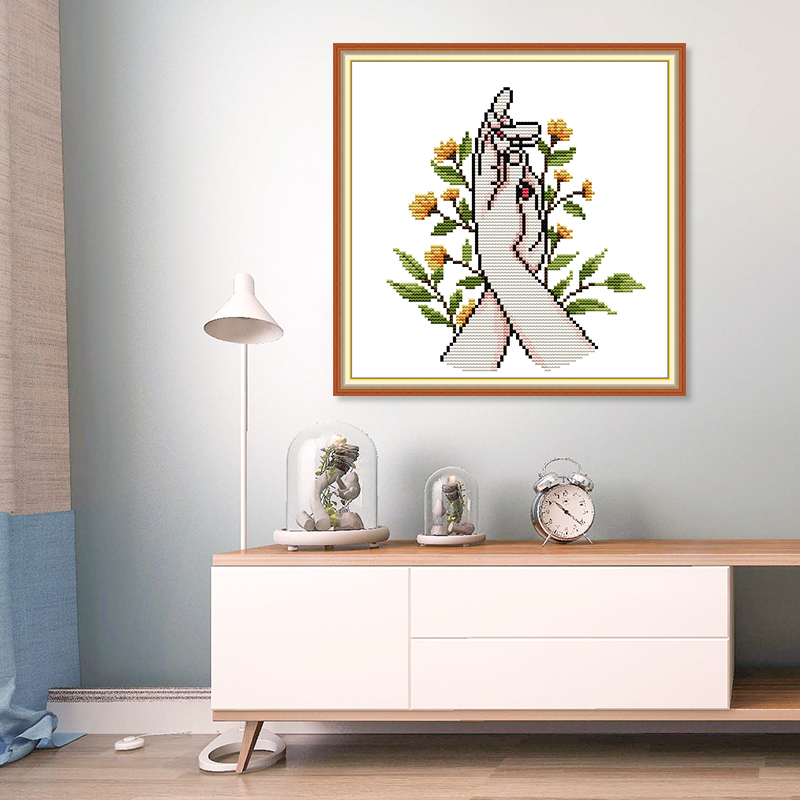 情侣系列十字绣2023年新款线绣十指相扣双手合一手工刺绣送恋人