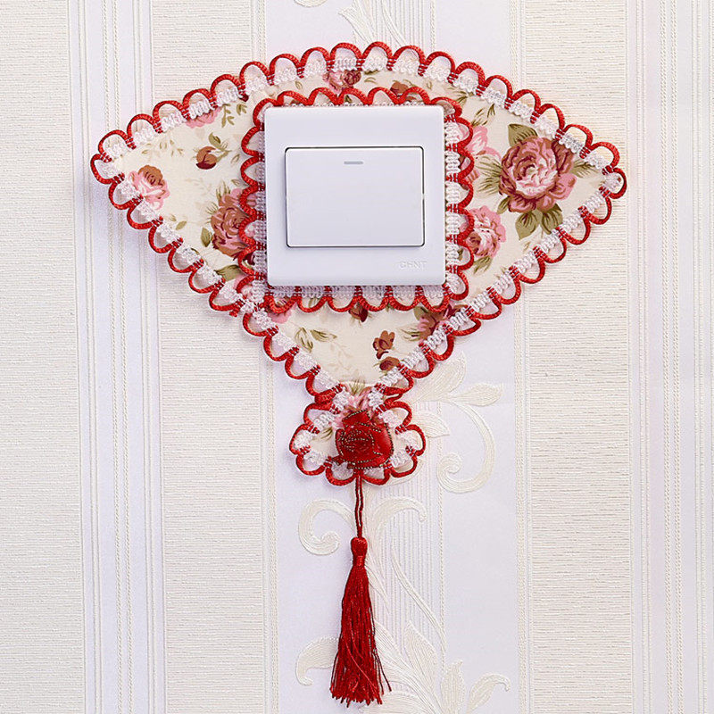 布艺开关贴保护套灯面板墙贴客厅插座装饰套开关装饰贴田园