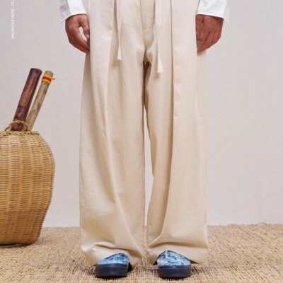 Unlimited Mote〔日产剑道裤〕日系宽松廓形阔腿粗斜纹长裤