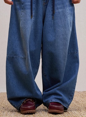 Unlimited Mote〔气球牛仔裤〕日系宽松廓形阔腿水洗原牛仔裤