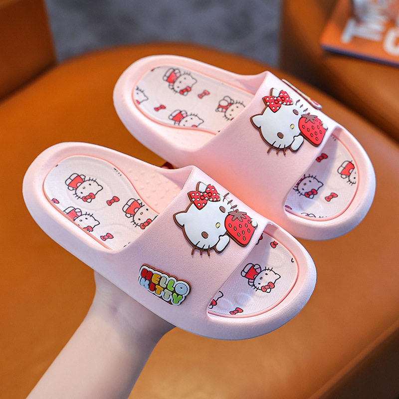 哈喽kitty猫儿童拖鞋夏女童可爱KT猫家居鞋防滑软底浴室粉色凉拖