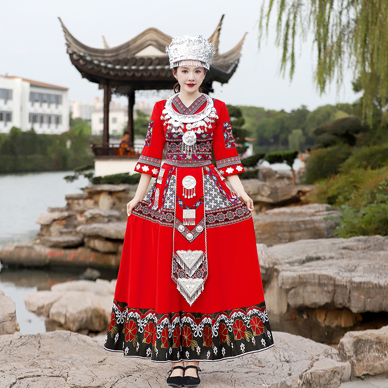 贵州苗族服装成人女云南侗族土家族少数民族舞蹈服演出服旅拍瑶族