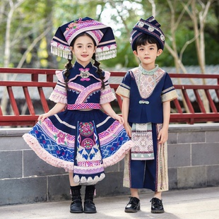 三月三少数民族服装儿童广西壮族服饰瑶族舞蹈男童女童演出服56个