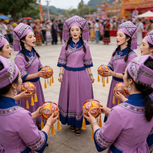 广西壮族传统少数民族服装女成人三月三演出服饰壮锦古寨旅拍盛装
