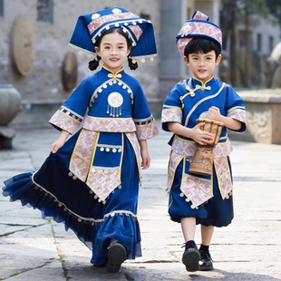 广西三月三壮族56个少数民族服装 儿童彝族苗族女童长裙演出服男童