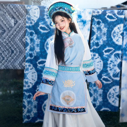 新款白族服装女云南大理少数民族传统服饰成人舞蹈服白族演出服装