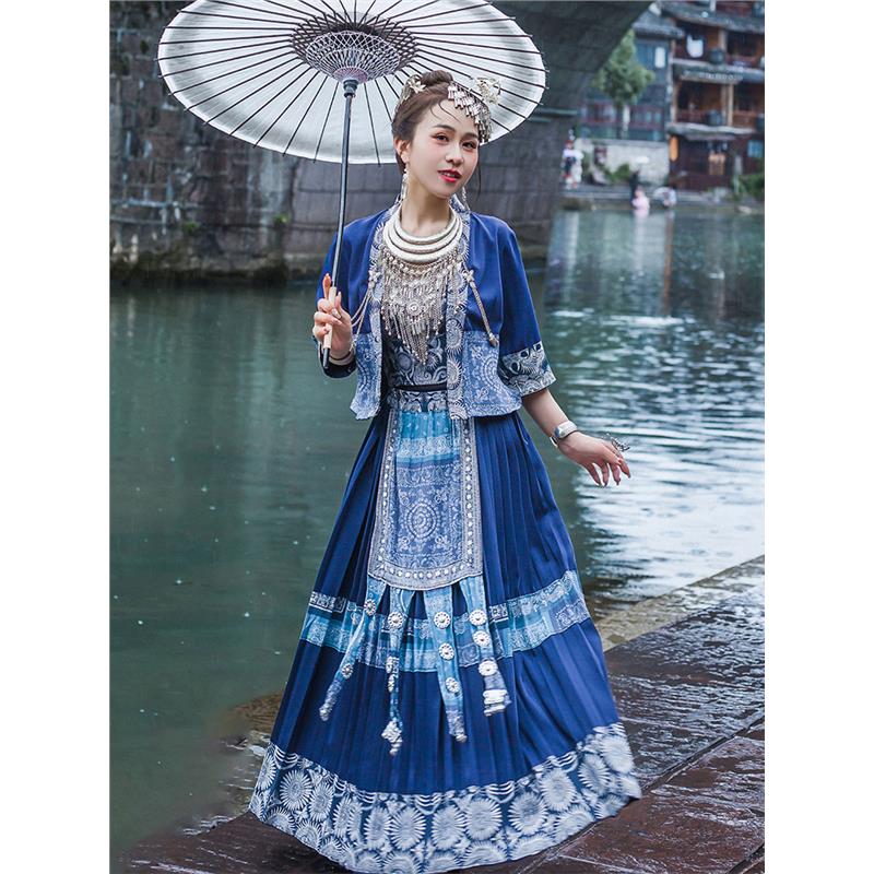 贵州苗族服装女苗疆少女苗寨服装瑶族长裙少数民族服饰成人女款