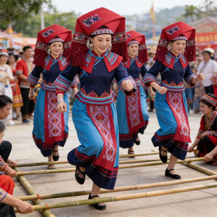 广西壮族三月三服装 女演出服少数民族演出服土家族歌圩节舞蹈服饰
