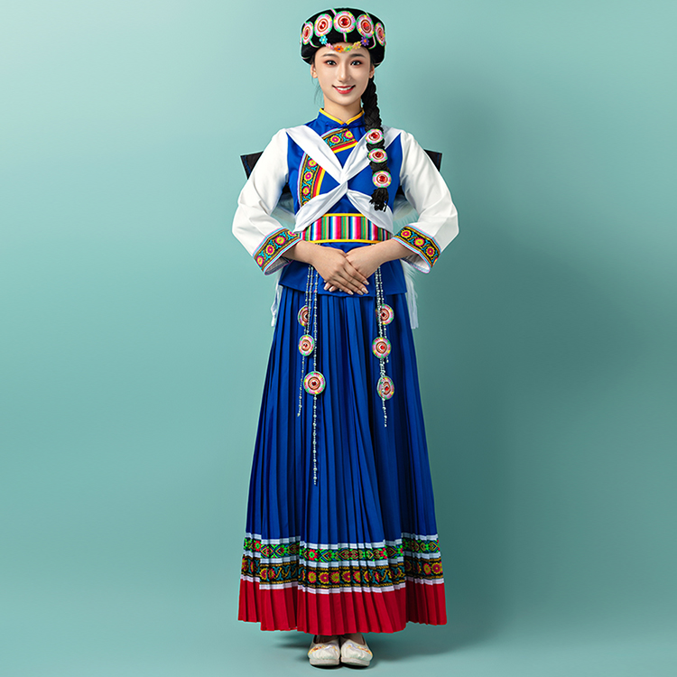 云南西双版纳纳西族服装女56个少数民族服饰产长裙摩梭族长裙成人