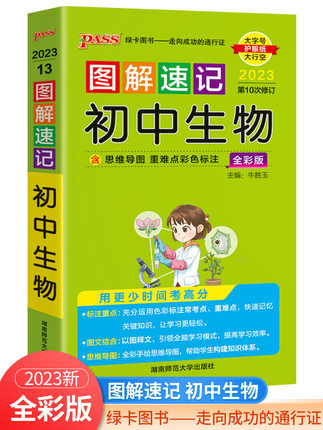 2023新版PASS图解速记初中生物全彩版初中七八九年级总复习基础知识点辅导资料书重点归纳口袋书知识大全手册随身记重难点速查速记