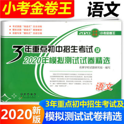 2020小考 小考金卷王 3年重点初中招生考试及2020年模拟测试试卷精选 语文 名牌学校试题研究组 考试真题 模拟试题 命题专家