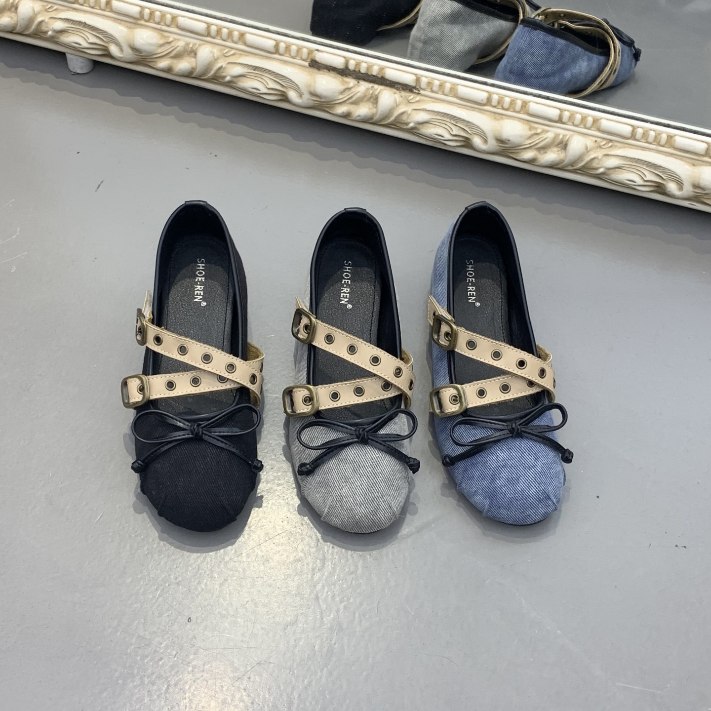 内增高3CM交叉皮带扣芭蕾舞鞋女平底2025年玛丽珍鞋蝴蝶结单鞋女