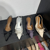 细跟高跟鞋 气质名媛黑色春季 包头凉鞋 法式 女鞋 子2026夏季 尖头单鞋