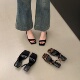 一字带凉鞋 配裙子罗马鞋 女鞋 法式 子2026夏季 气质小猫跟豹纹高跟鞋