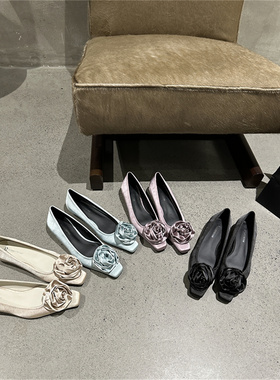 法式平底紫色单鞋仙女鞋子春季2025新款春秋方头配裙子温柔晚晚鞋