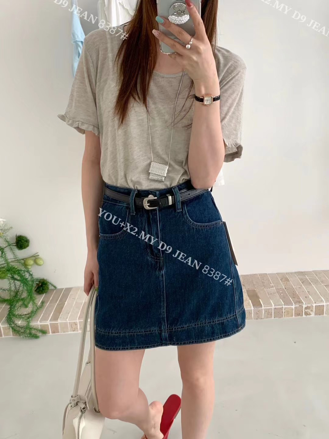 ins潮女夏季新款韩版简约百搭防走光高腰显瘦A字休闲牛仔半身裙女