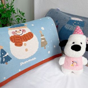 新款卡通儿童可爱枕巾防滑绑带可固定枕头巾单人柔软透气枕头盖巾