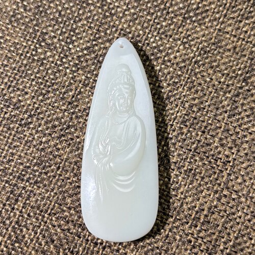 和田玉白玉罗甸玉观音