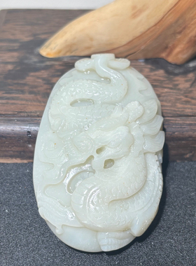 新货贵州玉石罗甸玉精工雕刻手把件龙行天下白玉手把件包邮203.5g