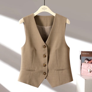 叠穿坎肩上衣 马夹女坎肩背心小个子短款 AIMUSA 26春夏老钱风西装