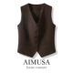 AIMUSA 叠穿坎肩马夹 马甲背心女春秋无袖 25新款 老钱风乌木棕西装