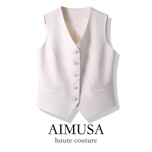 时尚 AIMUSA 马甲背心女春季 老钱风白色西装 高级感马夹叠穿 26新款
