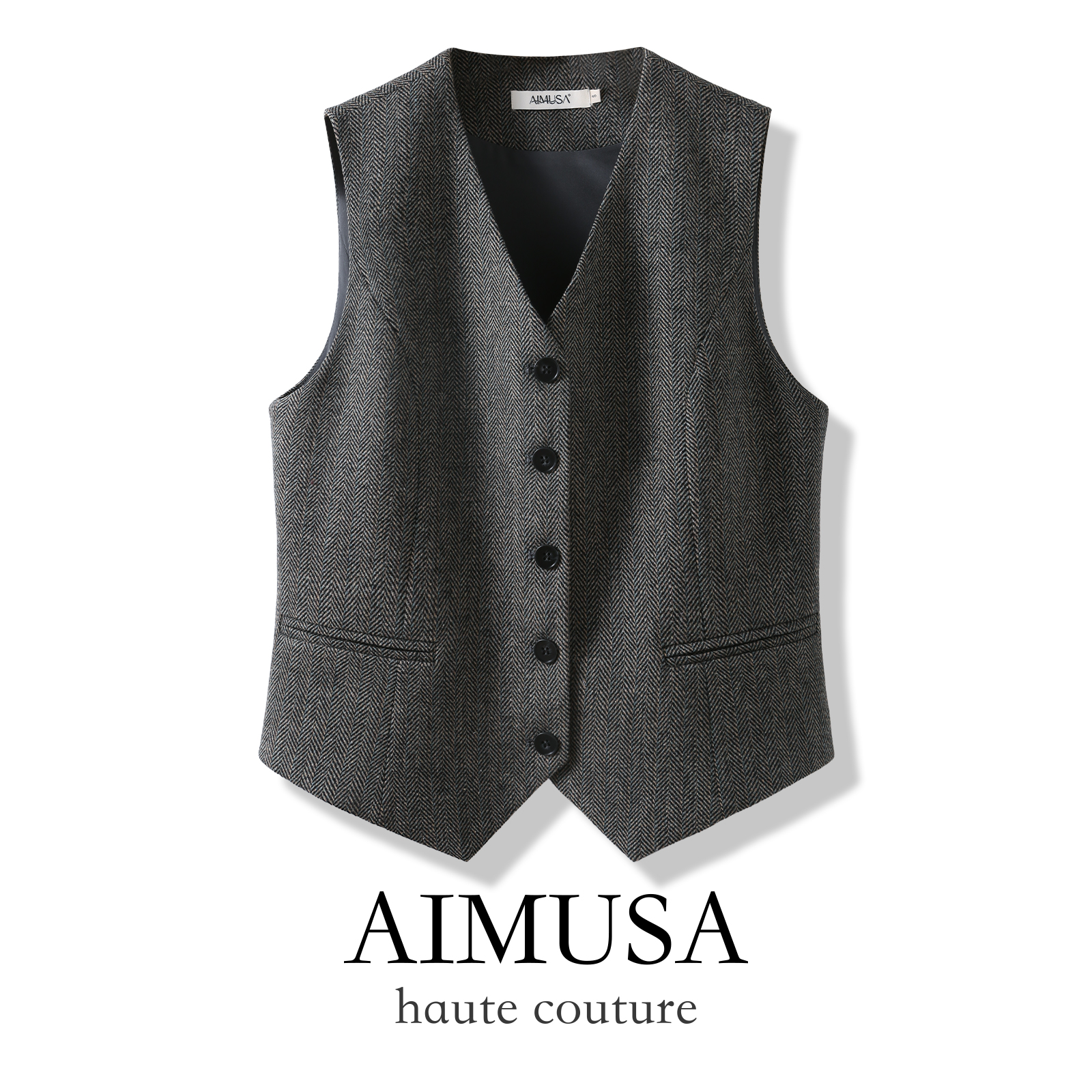 高级灰色！！羊毛呢马甲背心女