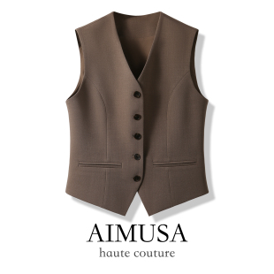 26新款 时髦洋气无袖 老钱风西装 薄款 叠穿马夹 马甲女春季 AIMUSA