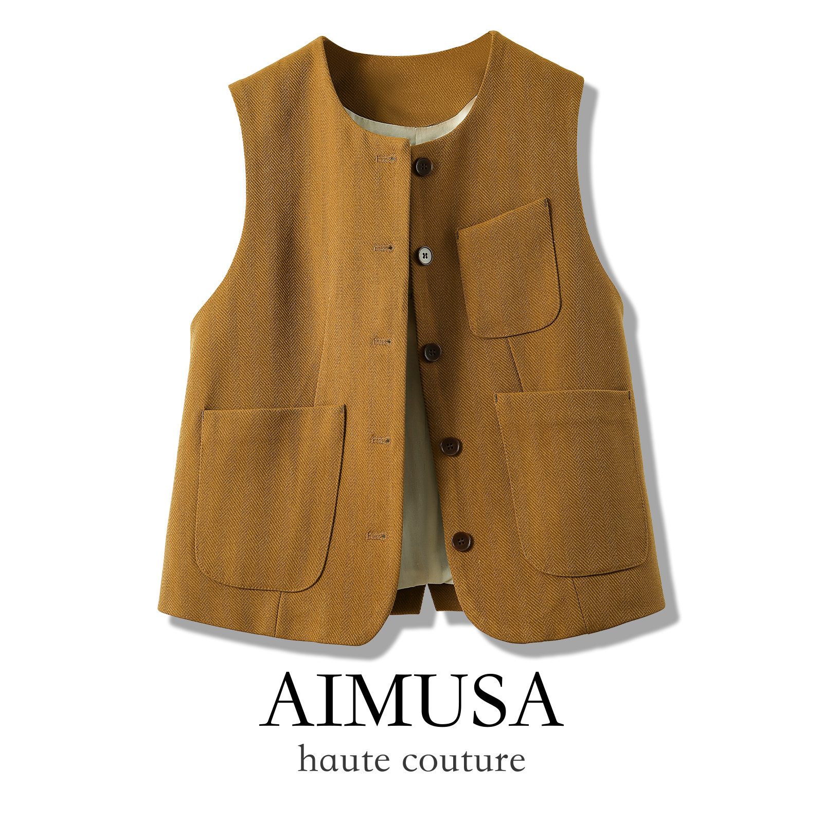 AIMUSA 26春季高定肌理感西装马甲外套女春秋2025年新款无袖坎肩