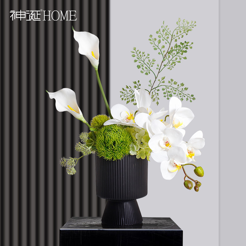 新中式蝴蝶兰盆栽假花仿真花摆设客厅餐桌摆花电视柜装饰花艺摆件