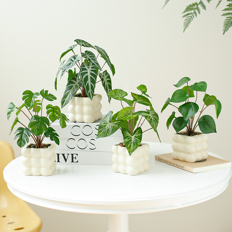 高逼真假绿植绿萝龟背叶盆栽摆件