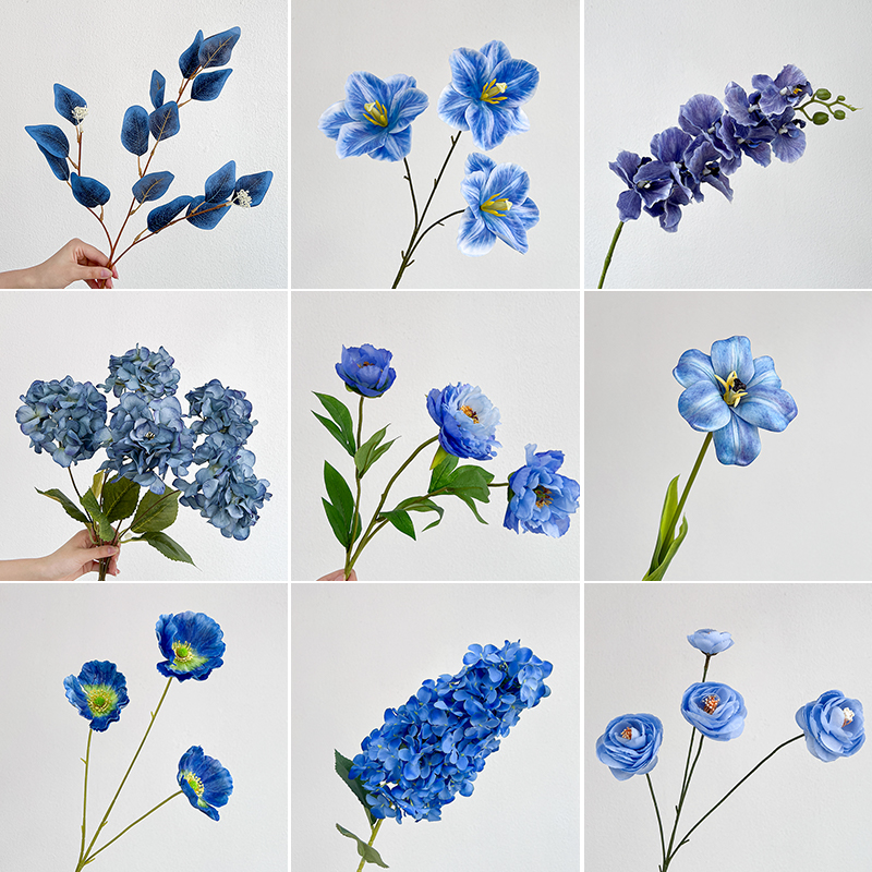 蓝色系仿真花婚庆路排装饰