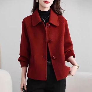 双面毛呢羊毛大衣短款女装2025秋冬新款小个子妈妈外套时尚
