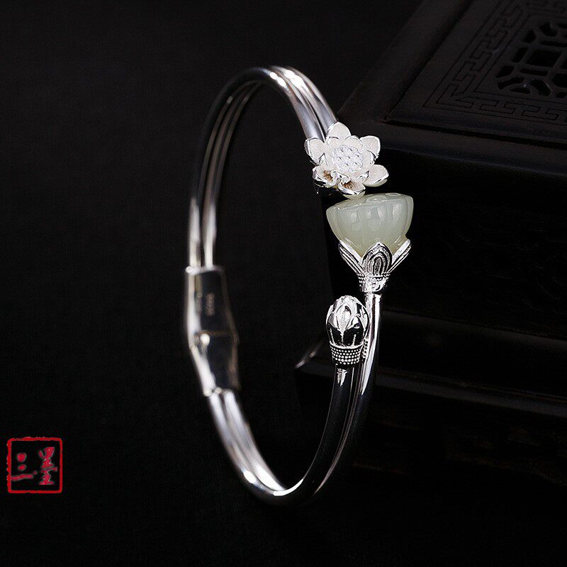AGARWOOD SUCH AS CRUMBS YAN DANBU OFF BRACELET S BRACELET LADIES LOTUS NATURAL HETIAN JADE SILVER BRACELET