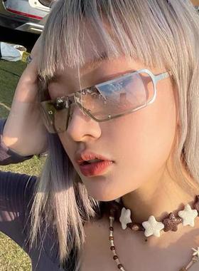 椭圆金属Y2K太阳镜2023新款未来感墨镜欧美千禧辣妹太阳眼镜街拍